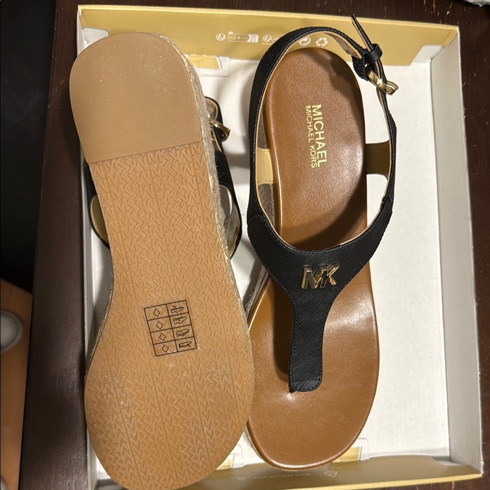 Michael Kors Black and Tan Casual Sandals